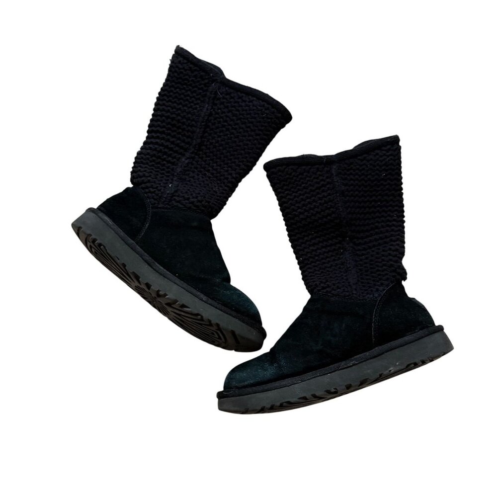 Ugg Australia Shaina Knit/Suede Sock Ankle Boots Women's Size 6 Black Winter - Picture 5 of 6